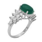 انگشتر عقیق سبز نقره زنانه طرح پرستو