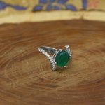انگشتر عقیق سبز نقره زنانه طرح فائزه - Image 3