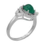 انگشتر عقیق سبز نقره زنانه طرح لاله