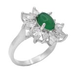 انگشتر عقیق سبز نقره زنانه طرح سمیه