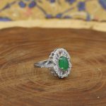 انگشتر عقیق سبز نقره زنانه طرح شبنم - Image 2