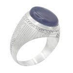 انگشتر عقیق کبود یمنی نقره دست ساز طرح سعید + حرز امام جواد (ع)