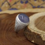 انگشتر عقیق کبود یمنی نقره دست ساز طرح سعید + حرز امام جواد (ع) - Image 2