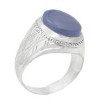 انگشتر عقیق کبود یمنی نقره مردانه دست ساز طرح وحید + حرز امام جواد (ع)