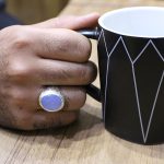 انگشتر عقیق کبود یمنی نقره مردانه دست ساز طرح وحید + حرز امام جواد (ع) - Image 5