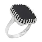 انگشتر عقیق مشکی نقره مردانه طرح زهیر