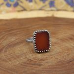 انگشتر عقیق سرخ نقره مردانه طرح زهیر - Image 3