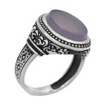 انگشتر عقیق کبود یمنی نقره مردانه طرح حاتم