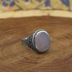 انگشتر عقیق کبود یمنی نقره مردانه طرح حاتم - Image 2