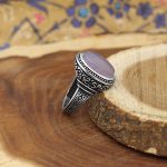 انگشتر عقیق کبود یمنی نقره مردانه طرح حاتم - Image 3