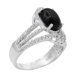 انگشتر عقیق مشکی نقره زنانه طرح لطیفه