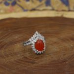 انگشتر عقیق سرخ نقره زنانه طرح تاج الملوک - Image 2