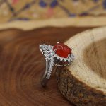 انگشتر عقیق سرخ نقره زنانه طرح تاج الملوک - Image 3