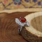 انگشتر عقیق سرخ نقره زنانه طرح ماه بانو - Image 3