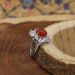 انگشتر عقیق سرخ نقره زنانه طرح پوران - Image 3