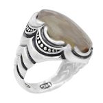 انگشتر عقیق شجر نقره مردانه دست ساز طرح گندم