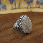 انگشتر عقیق شجر نقره مردانه دست ساز طرح گندم - Image 2