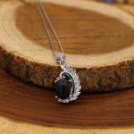 گردنبند عقیق مشکی نقره زنانه طرح پارمیس - Image 2