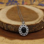 گردنبند عقیق مشکی نقره زنانه طرح گلرخ - Image 3