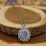 گردنبند عقیق کبود یمنی نقره زنانه طرح بیتا - Image 2