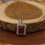 گردنبند عقیق سرخ نقره زنانه طرح مه لقا - Image 2