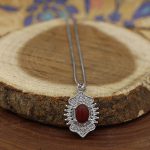 گردنبند عقیق سرخ نقره زنانه طرح بنفشه - Image 2