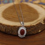 گردنبند عقیق سرخ نقره زنانه طرح کوکب - Image 2