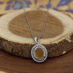 گردنبند عقیق پرتقالی یمنی نقره زنانه طرح مینا - Image 2