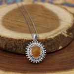 گردنبند عقیق پرتقالی یمنی نقره زنانه طرح تینا - Image 2