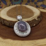 گردنبند عقیق کبود یمنی نقره زنانه طرح عسل - Image 2