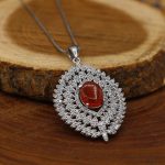 گردنبند عقیق سرخ یمنی نقره زنانه طرح مانلی - Image 2