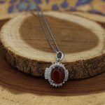 گردنبند عقیق سرخ یمنی نقره زنانه طرح شیرین - Image 2