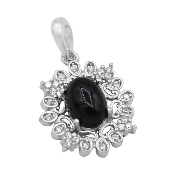 4-3-590 black-agate-shiva-necklace(1) مدل گردنبند عقیق سیاه دخترانه اصلی