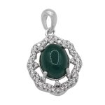 گردنبند عقیق سبز نقره زنانه طرح دنیا