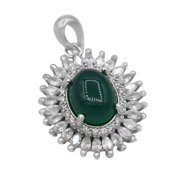 4-3-594 goli-green-agate-necklace(1) گردنبند عقیق سبز زنانه نقره