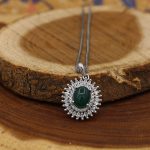 گردنبند عقیق سبز نقره زنانه طرح گلی - Image 2