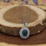 گردنبند عقیق سبز نقره زنانه طرح جواهر - Image 3