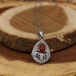 گردنبند عقیق سرخ یمنی نقره زنانه طرح آتوسا - Image 2