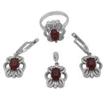 نیم ست عقیق سرخ نقره زنانه طرح رحیمه