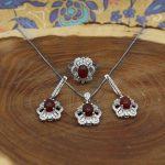 نیم ست عقیق سرخ نقره زنانه طرح رحیمه - Image 2