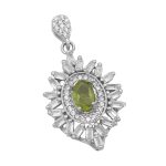 گردنبند زبرجد الماس تراش نقره زنانه طرح صحرا