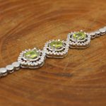 دستبند زبرجد الماس تراش نقره زنانه طرح شبدر - Image 3