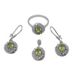 نیم ست زبرجد الماس تراش نقره زنانه طرح مهین