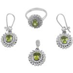 نیم ست زبرجد الماس تراش نقره زنانه طرح آترین