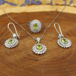 نیم ست زبرجد الماس تراش نقره زنانه طرح آترین - Image 2