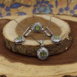 نیم ست زبرجد الماس تراش نقره زنانه طرح گلرخ - Image 2