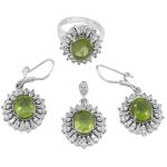 نیم ست زبرجد الماس تراش نقره زنانه طرح نفس