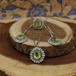 نیم ست زبرجد الماس تراش نقره زنانه طرح نفس - Image 2