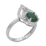 انگشتر زمرد الماس تراش نقره زنانه طرح حورا