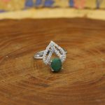 انگشتر زمرد الماس تراش نقره زنانه طرح حورا - Image 3